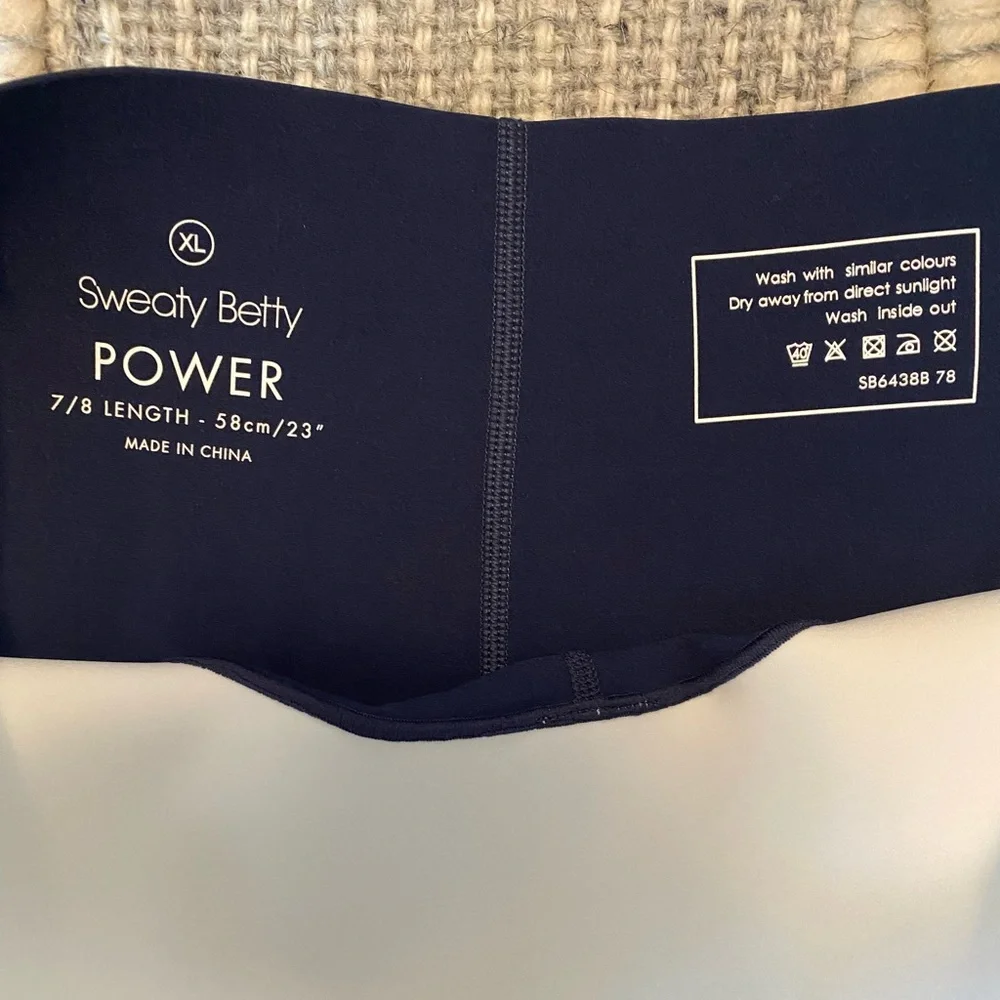Sweaty Betty Power 7/8 Length Colorblock Workout Leggings Blue Green Size XL